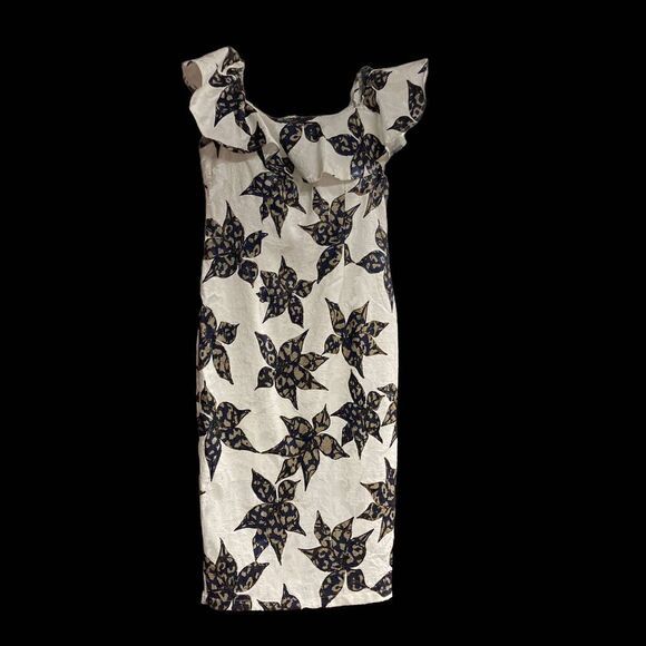 L’ATISTE‎ Women’s Floral Dress Size Small Blue Gold White - Picture 2 of 12